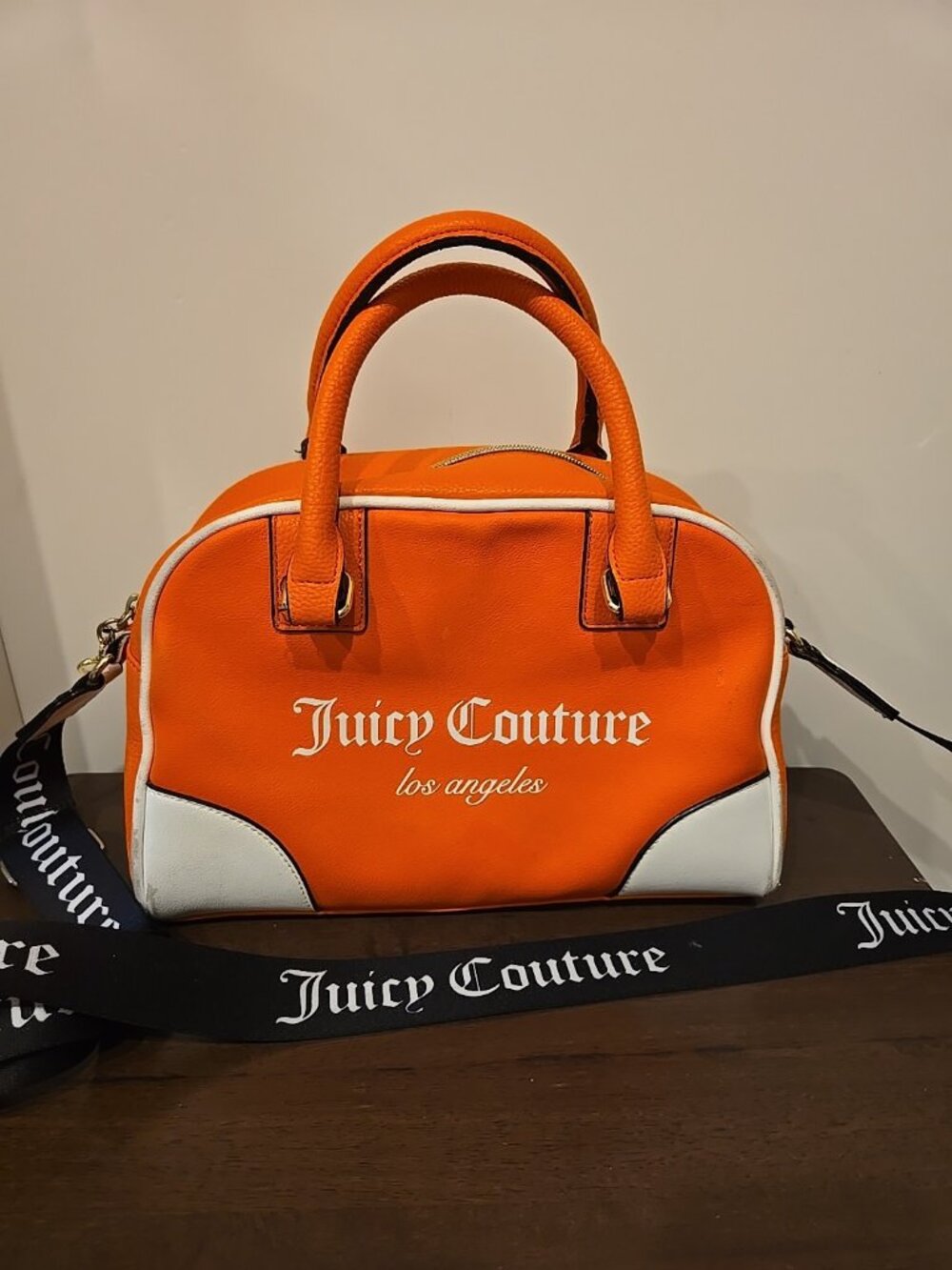 Juicy Couture Bowler Double Handle Purse W/Nylon Shoulder Strap